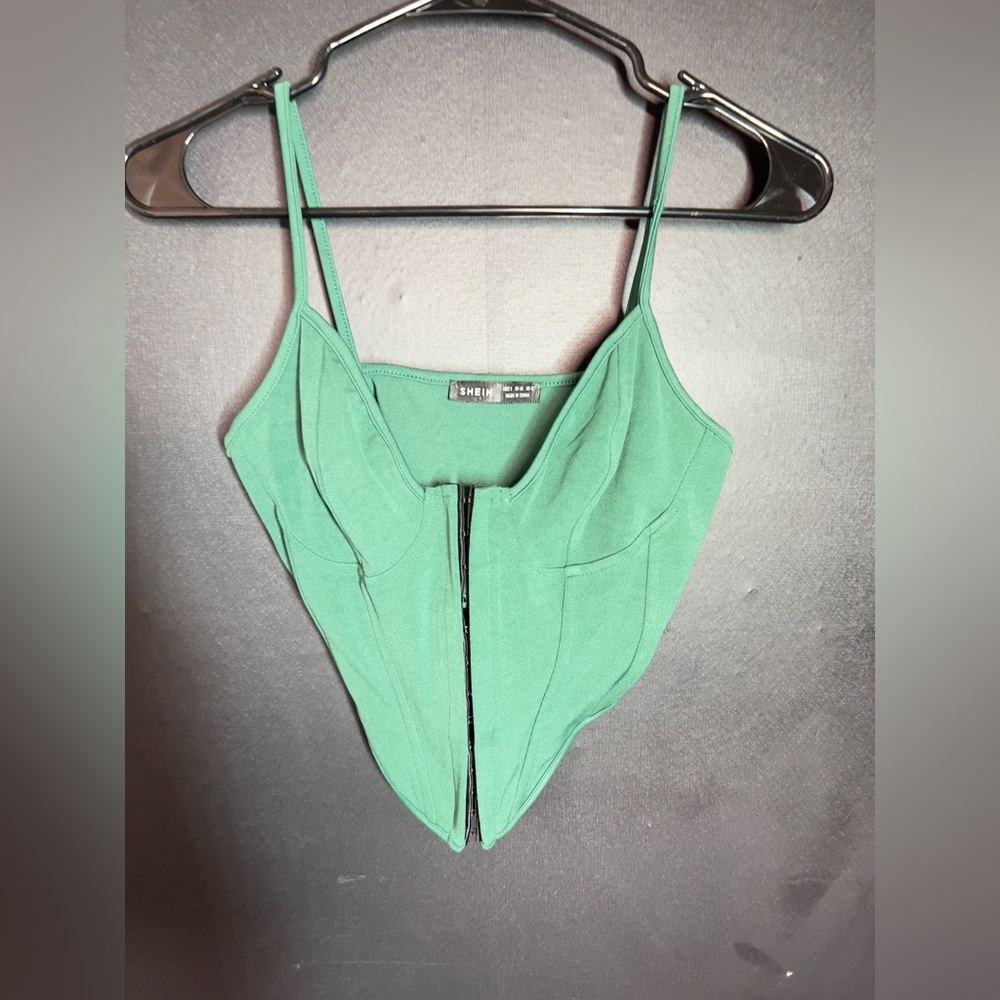 Shein green crop corset top size small